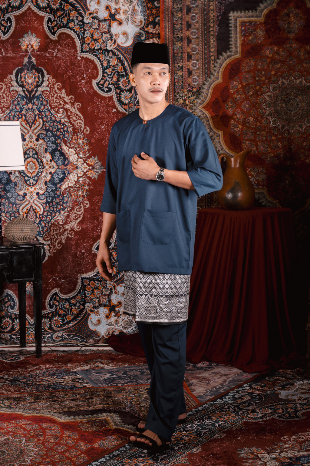 Satria Baju Melayu in Navy Blue