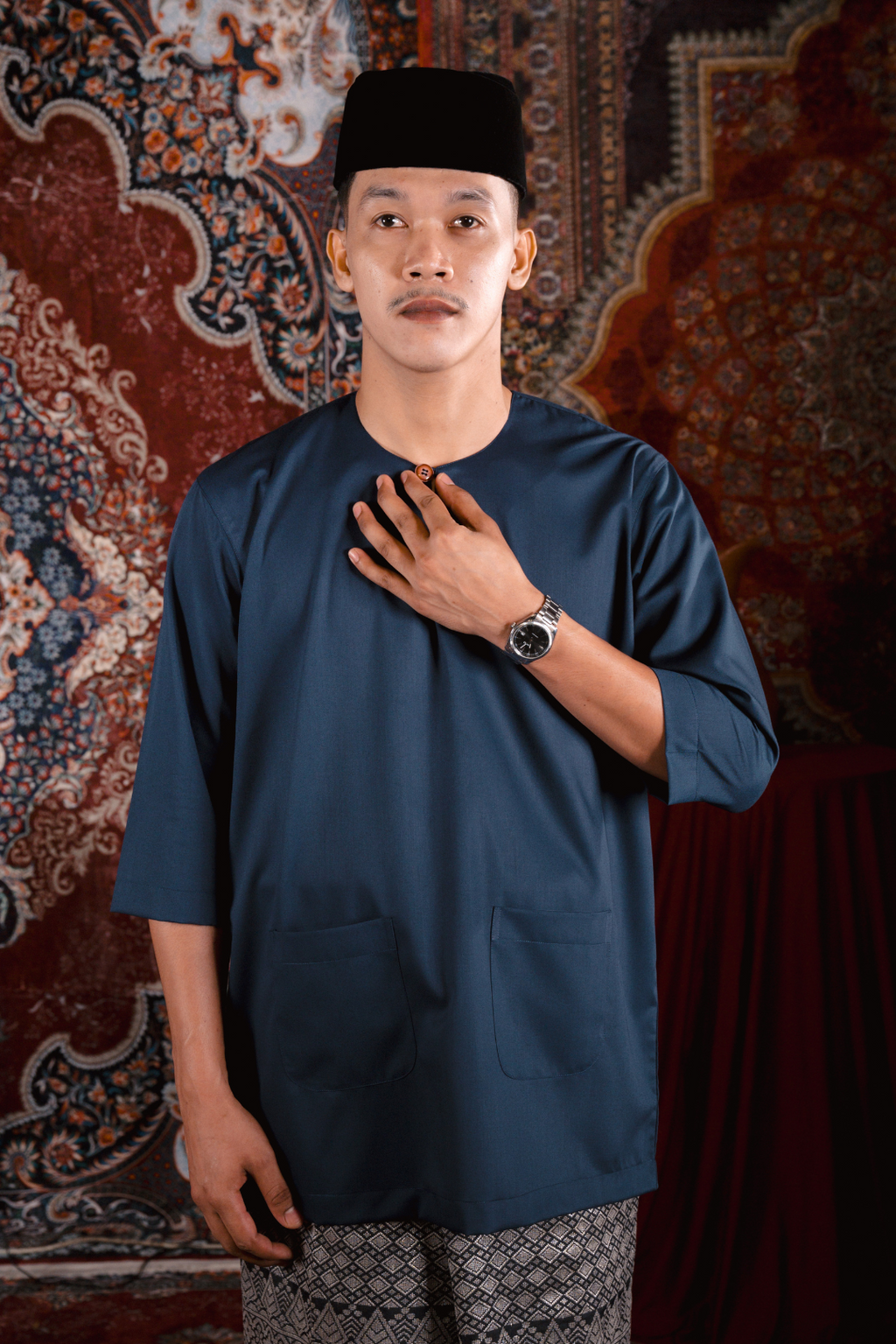 Satria Baju Melayu in Navy Blue