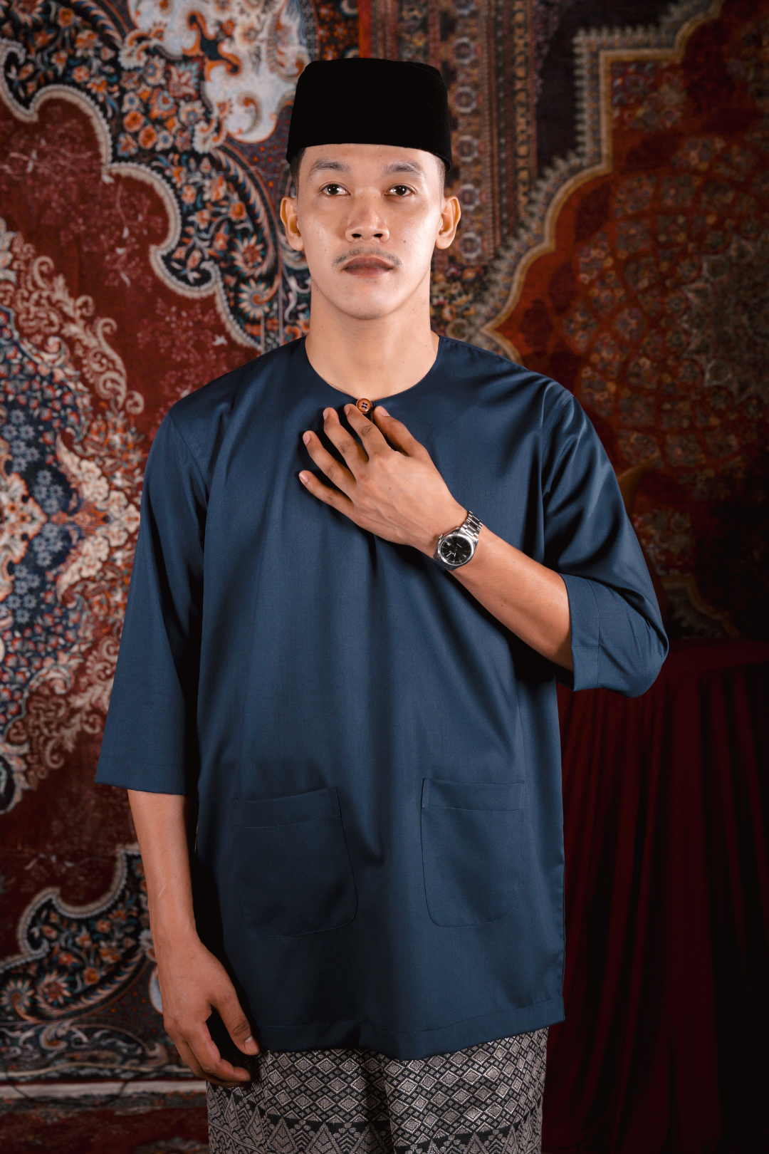 Satria Baju Melayu in Navy Blue
