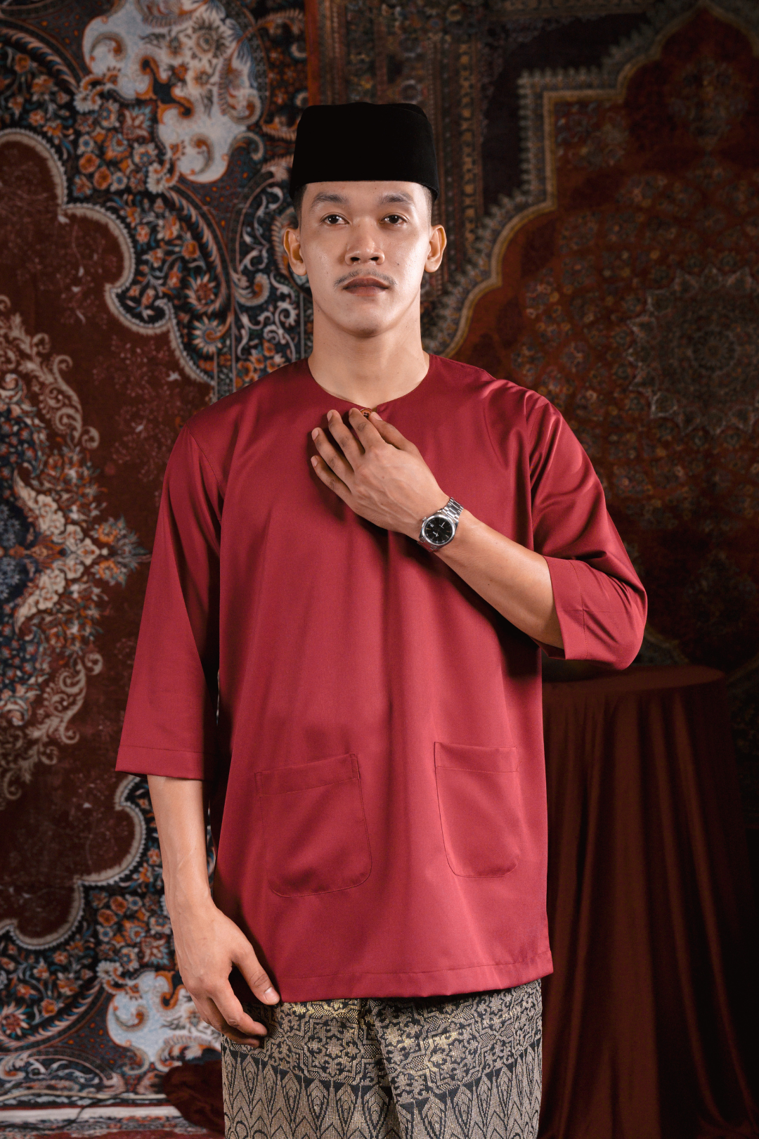 Satria Baju Melayu in Maroon