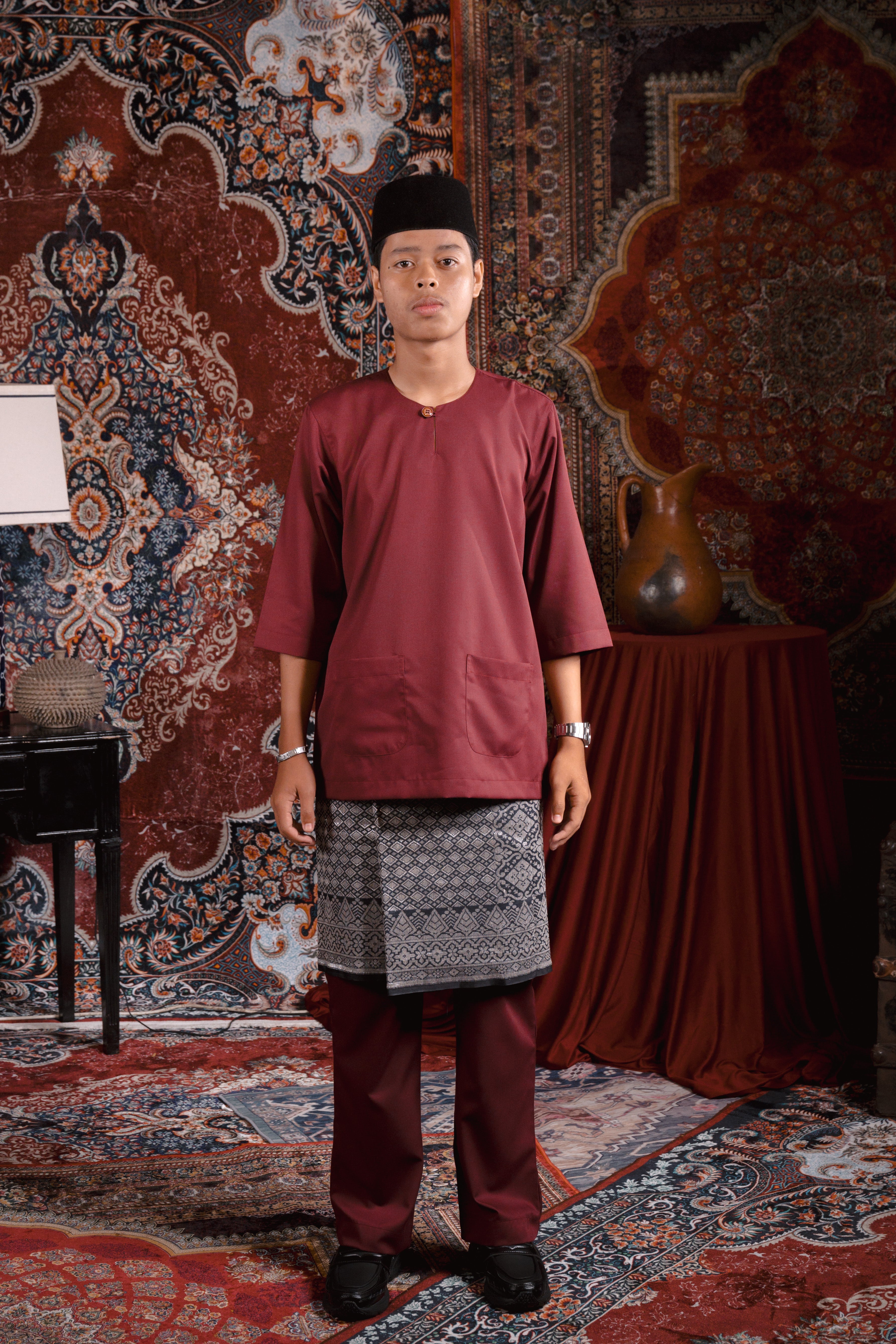 Satria Baju Melayu in Burgundy