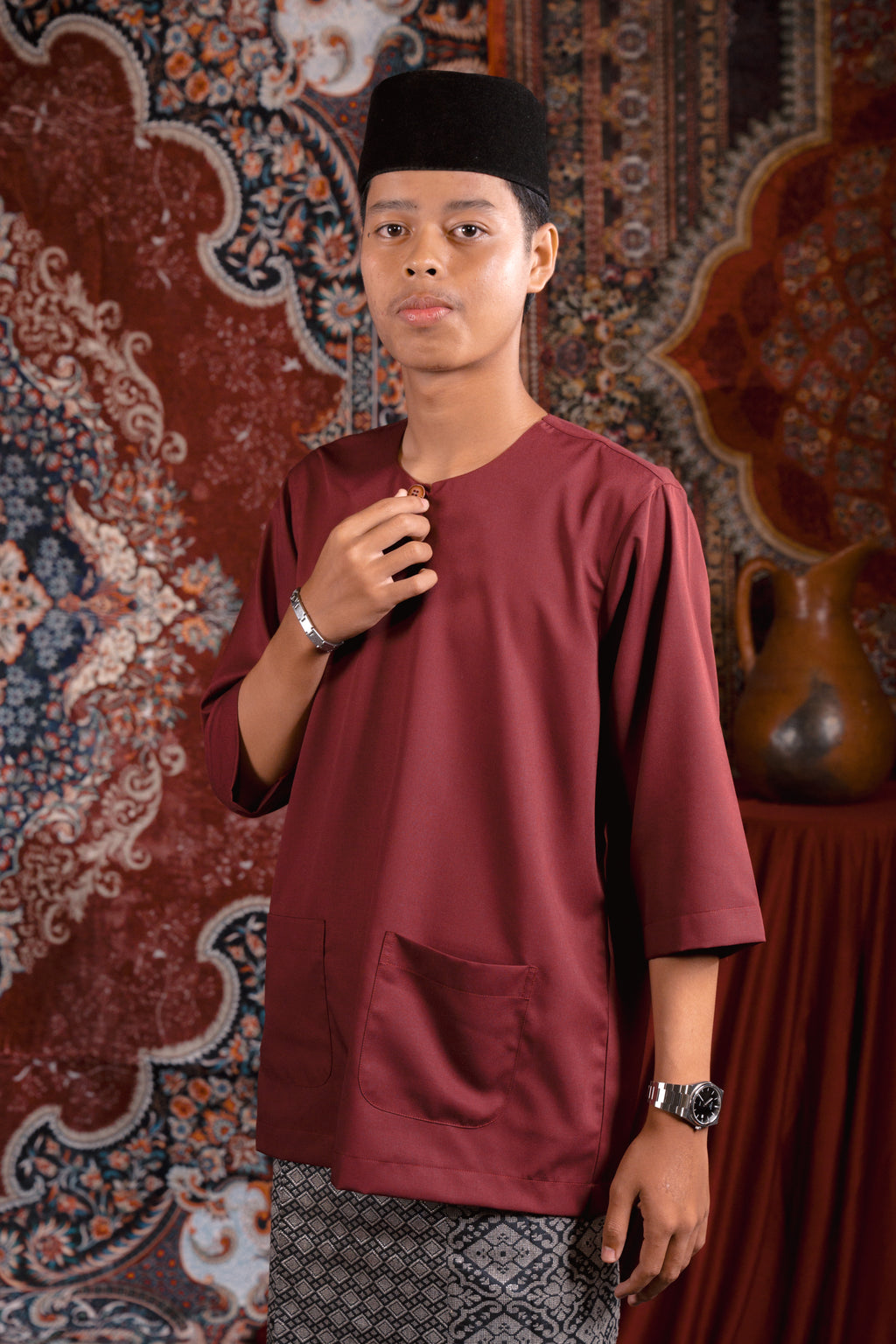 Satria Baju Melayu in Burgundy