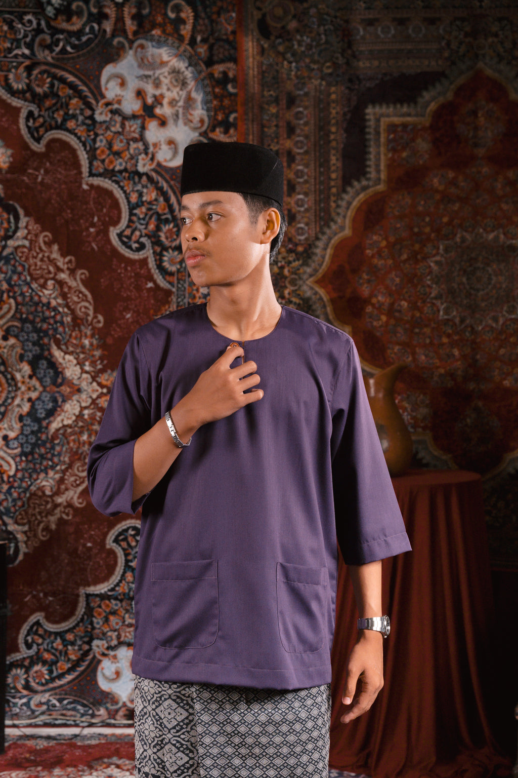 Satria Baju Melayu in Bright Purple